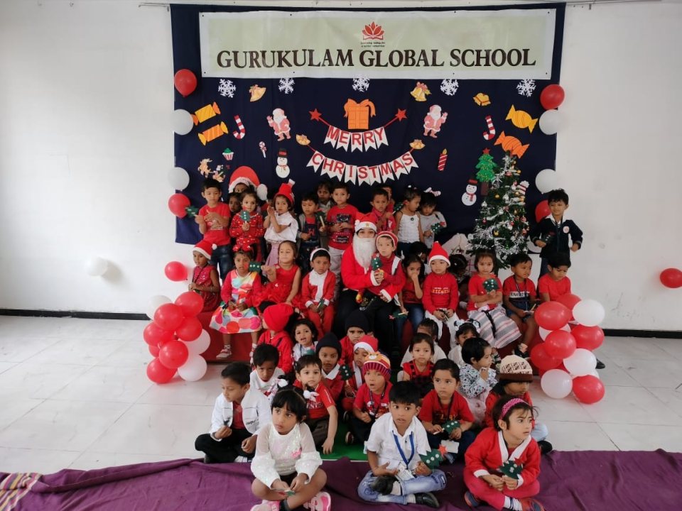 Santa arrives for the pre-primary section