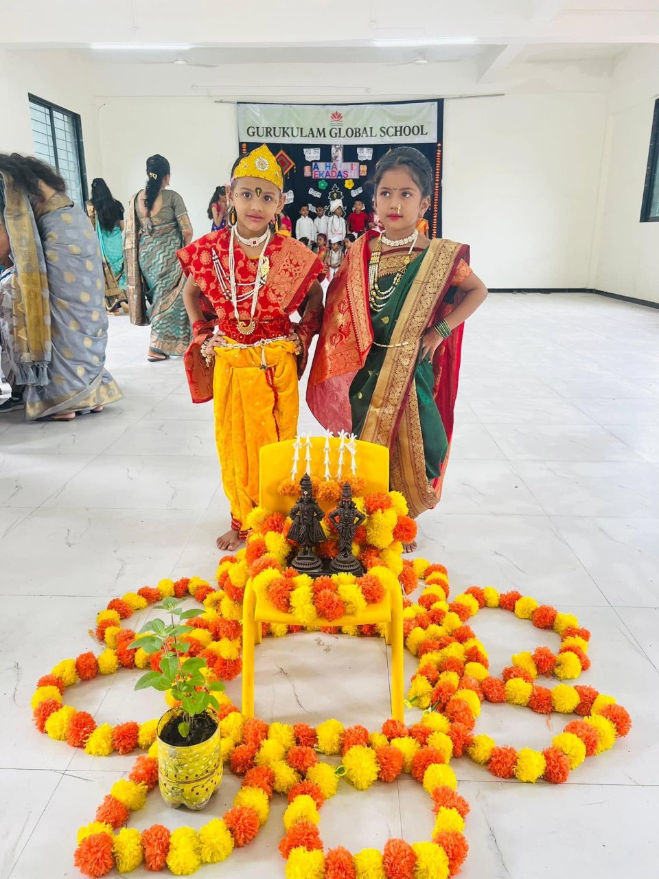 A young Vitthal and Rukmini with the shrine