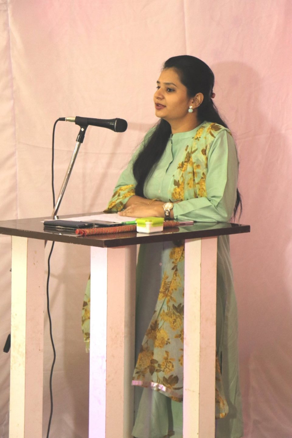 A guest speaker at the podium