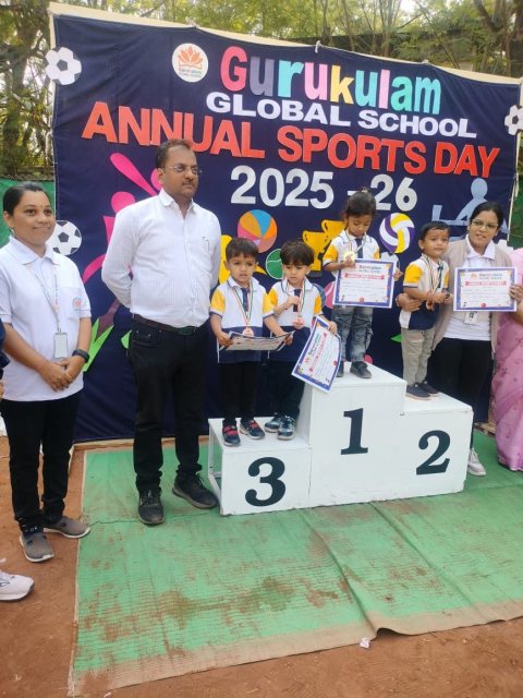 Winners on the podium with their certificates