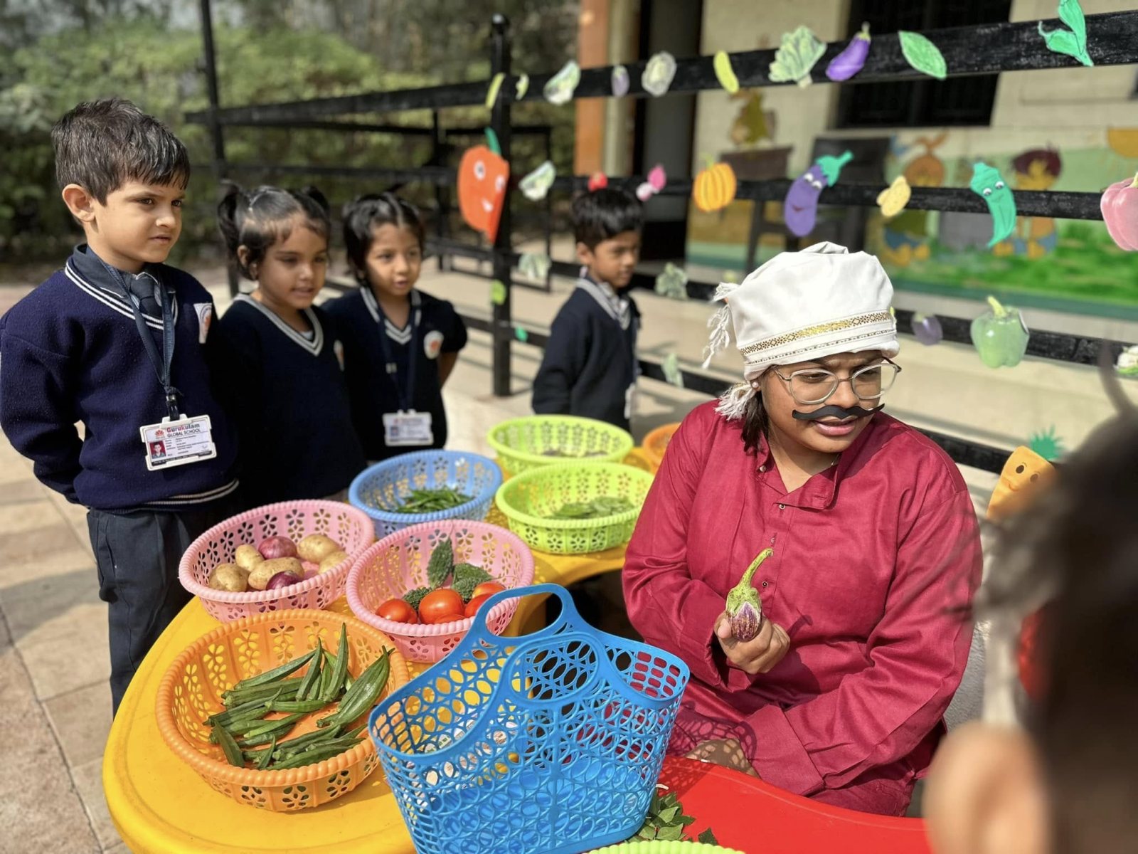 The stall keeper in his moustache and turban at the vegetable market
