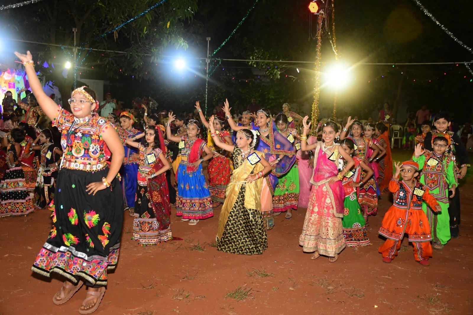 Colour and lights on the ground at garba night