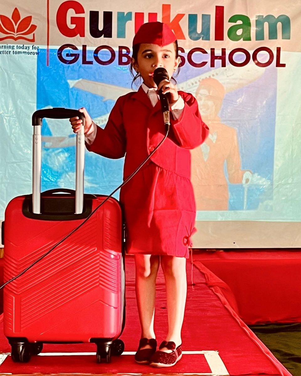 A cabin crew member ready for take-off