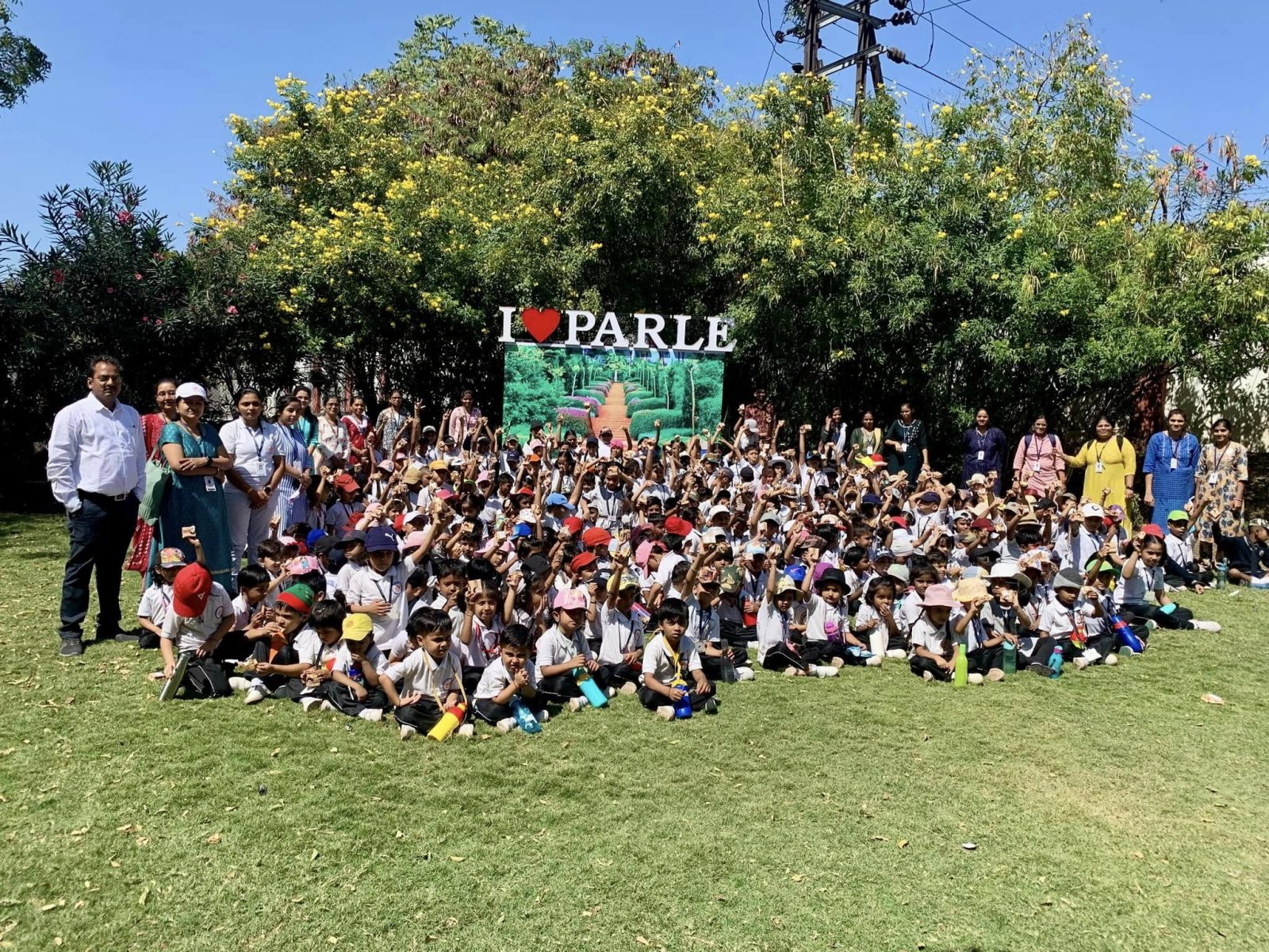 The whole school at the Parle plant, March 2024